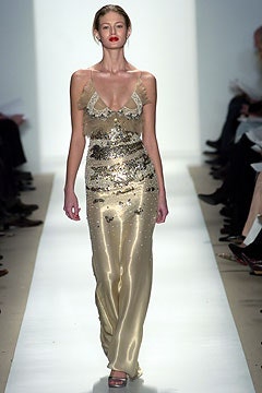 gold silk sleeveless gown