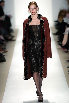 brown wool coat and black dress