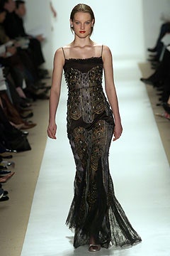 black silk lace embroidered gown