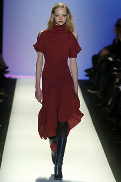 fitted red silk midi dress