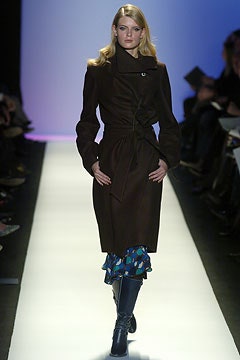brown wool coat with blue dress