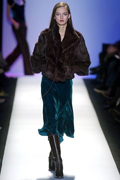 brown fur coat teal velvet skirt