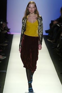 yellow silk top with red velvet skirt