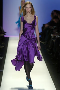 fitted purple silk dress