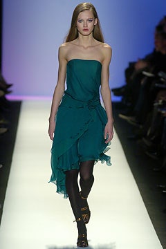 green silk strapless dress