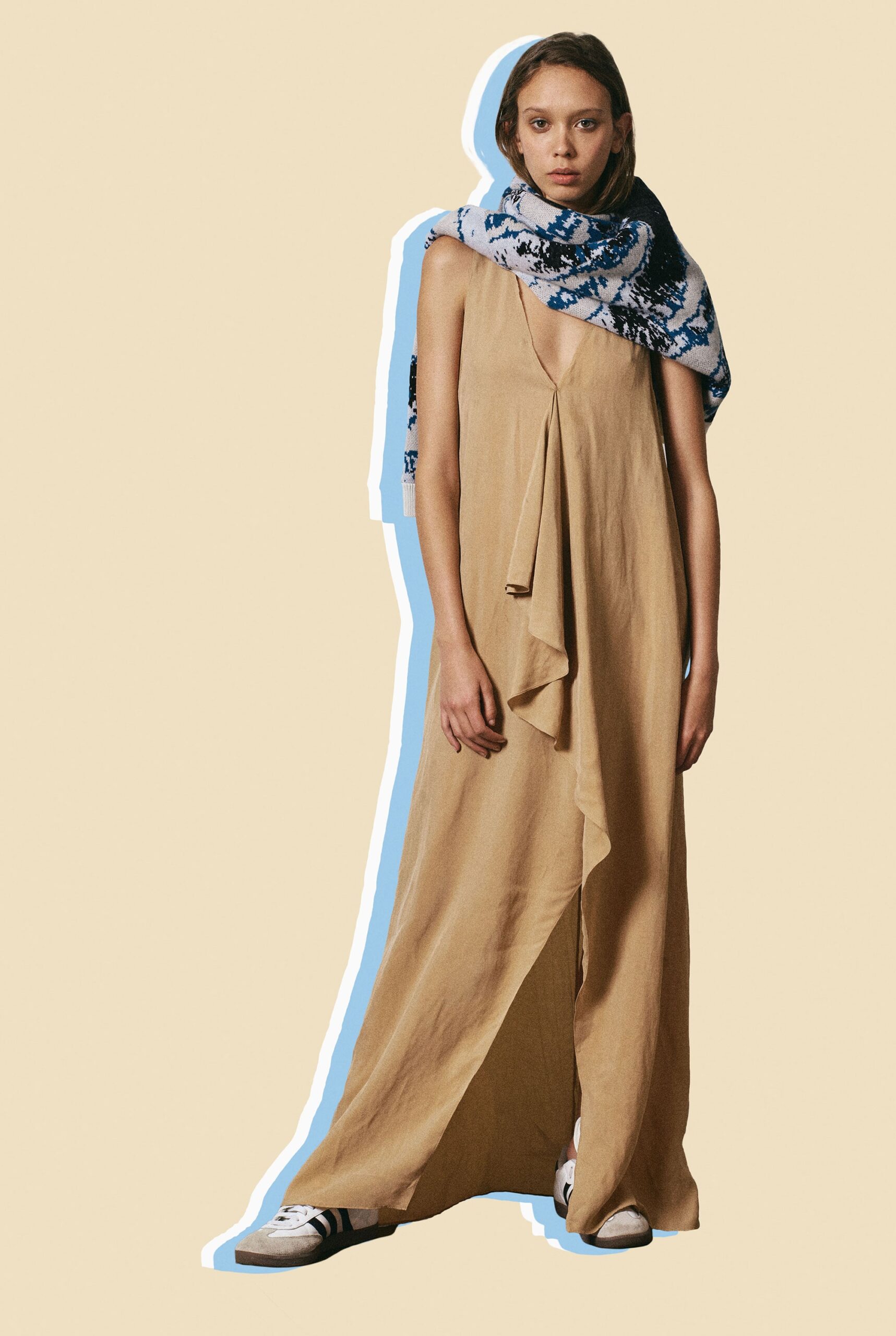 beige relaxed cotton maxi dress