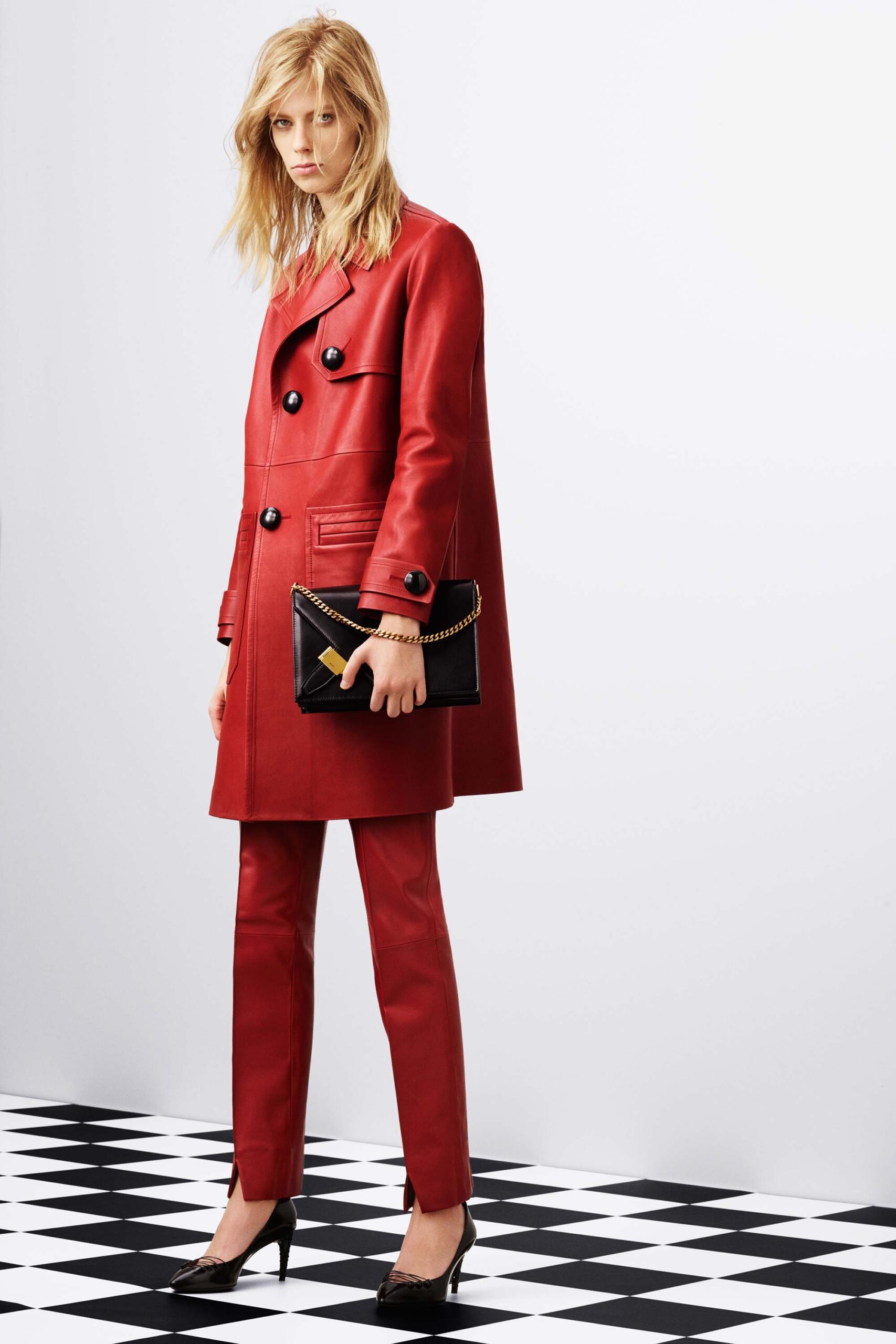 red leather coat and pants