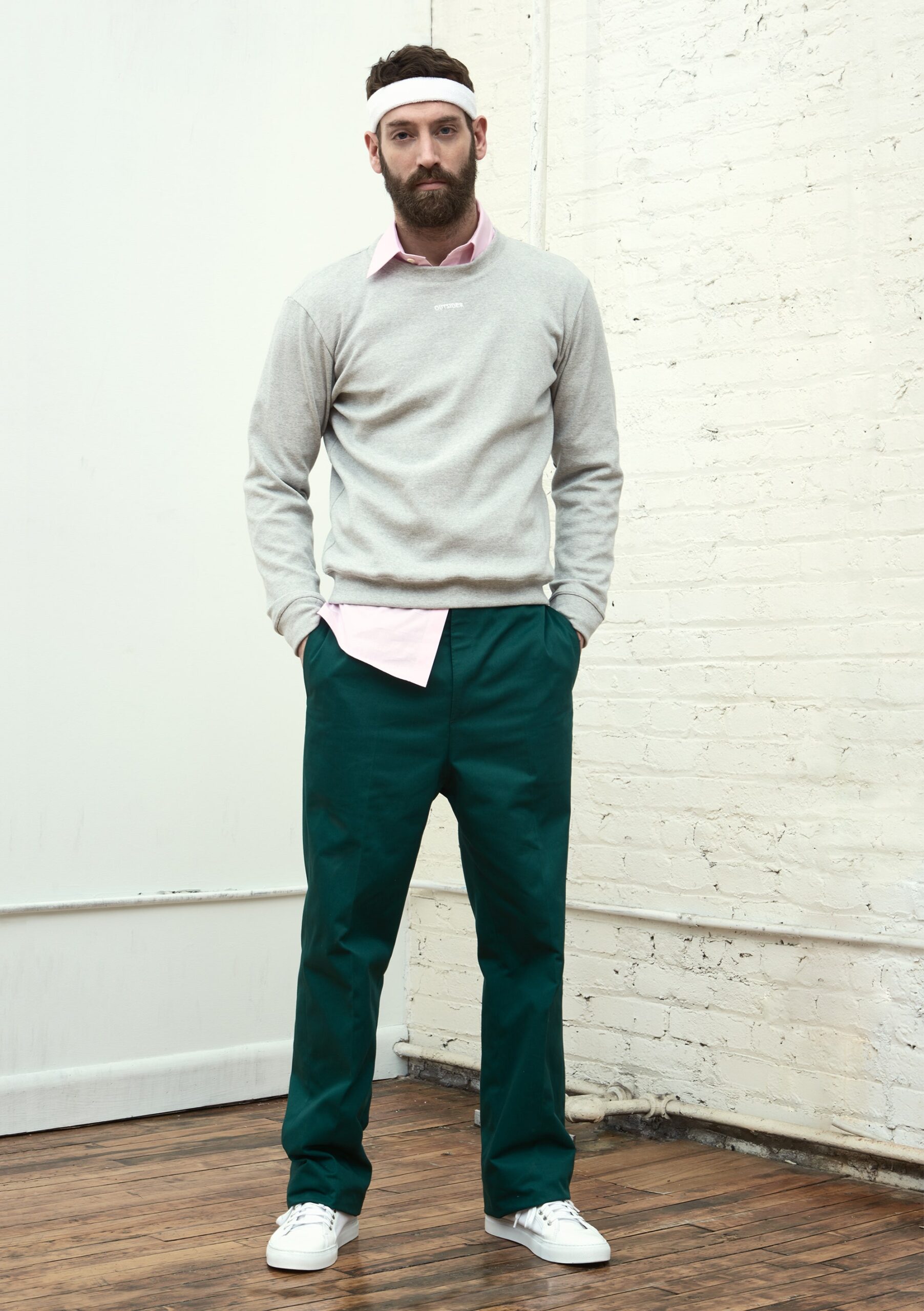 pink cotton long-sleeve collared fitted shirt