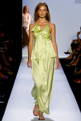 green silk halter gown