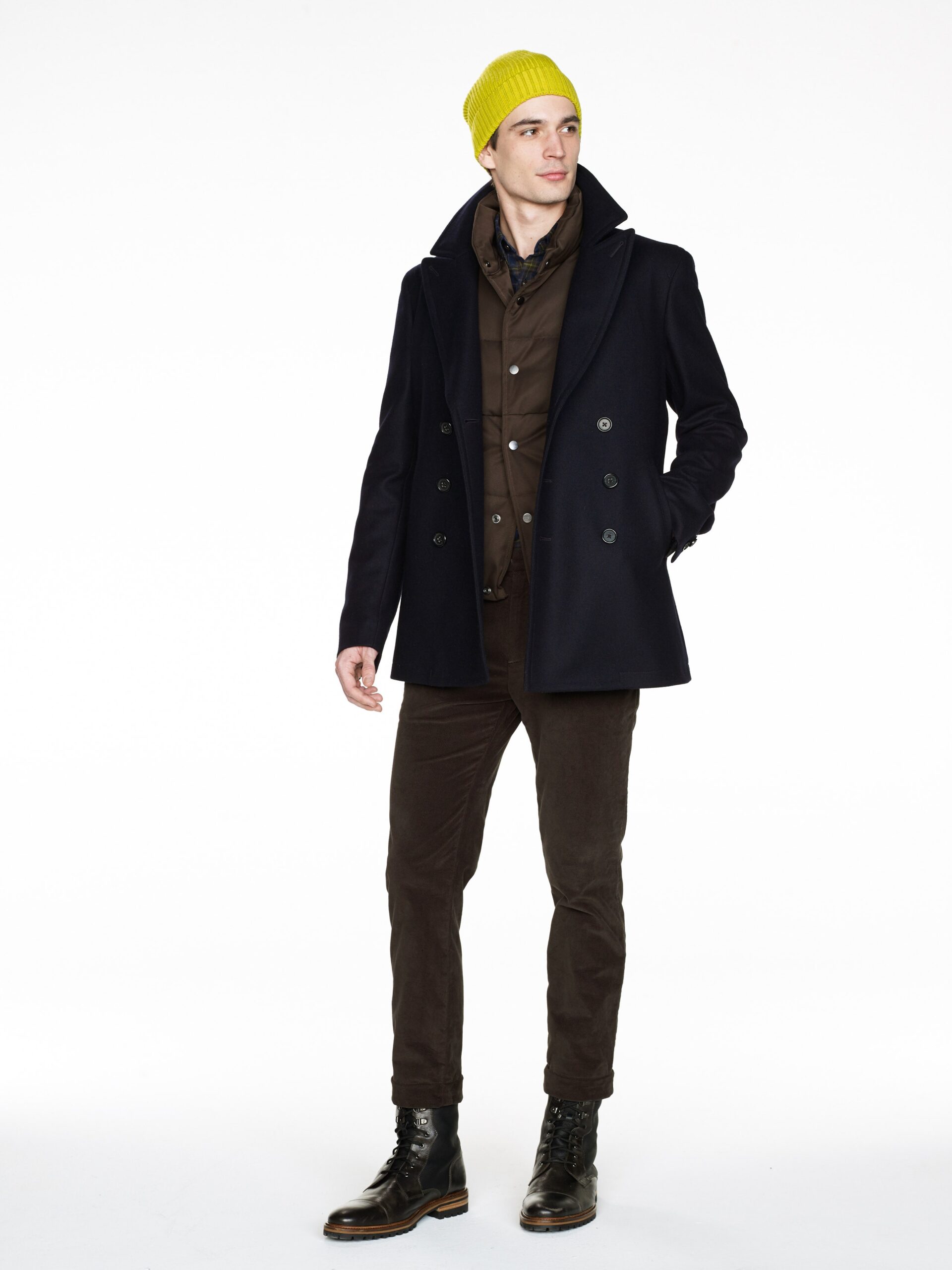 black wool tailored coat