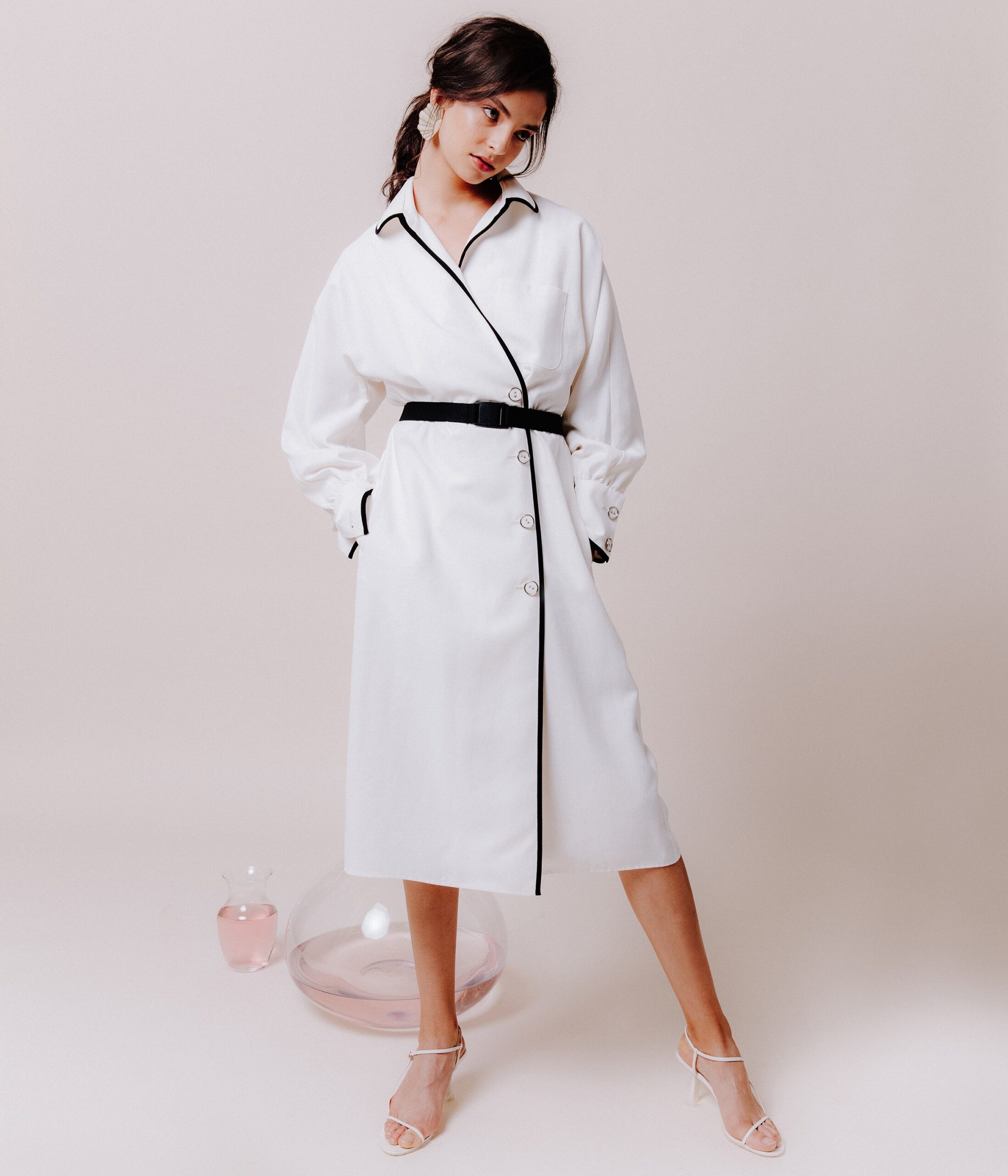 white relaxed shirt-dress