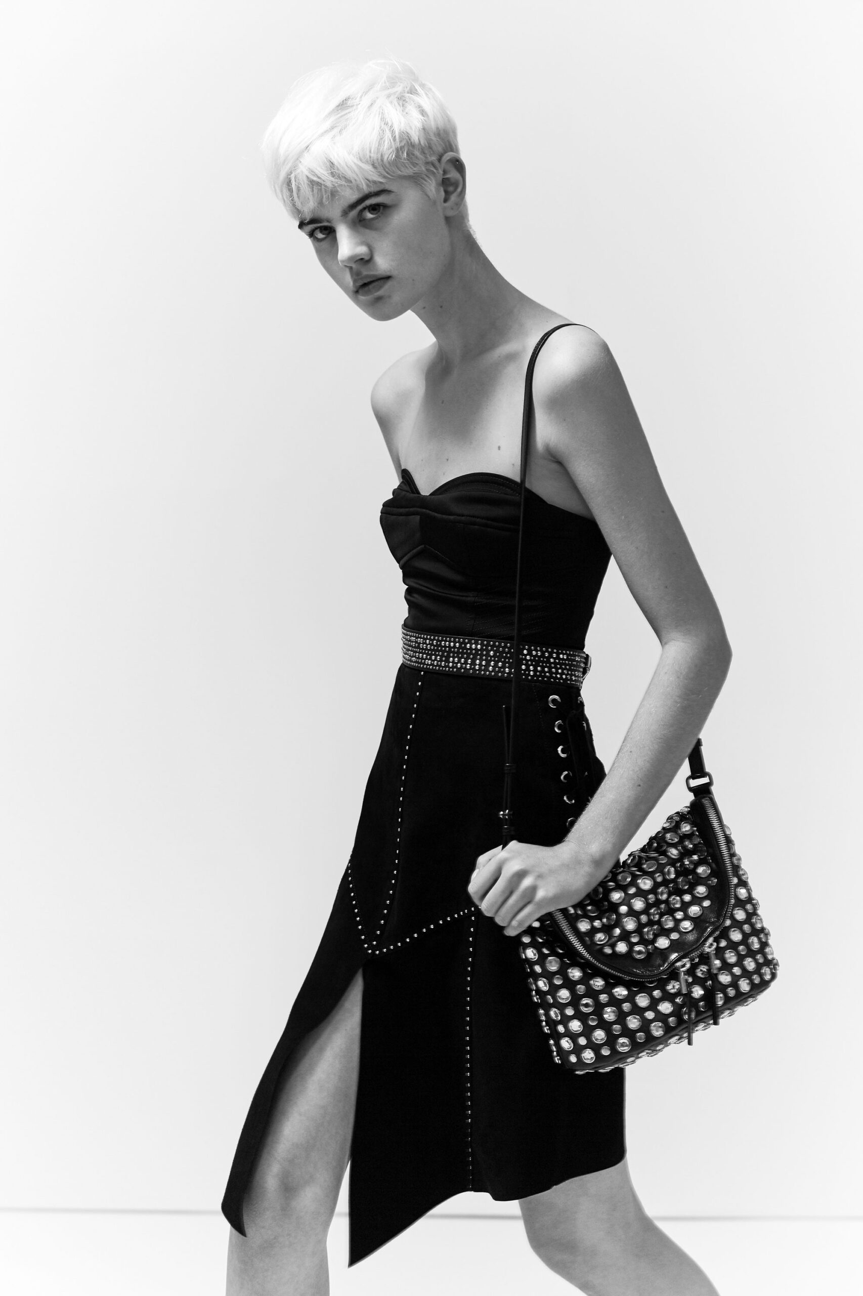 black fitted suede dress