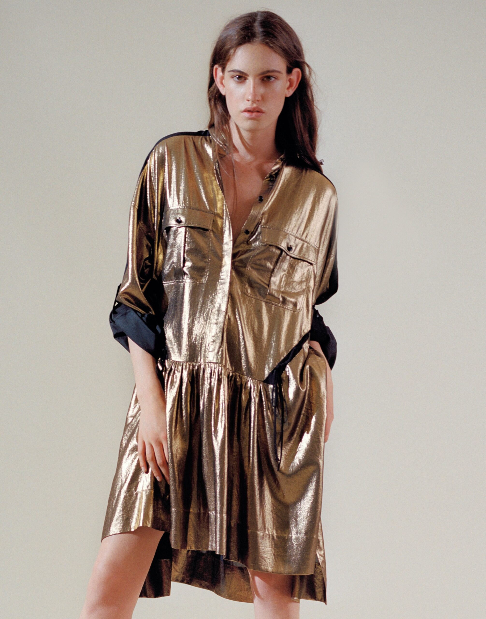 gold metallic relaxed dress