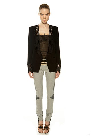 black tailored blazer with fitted top