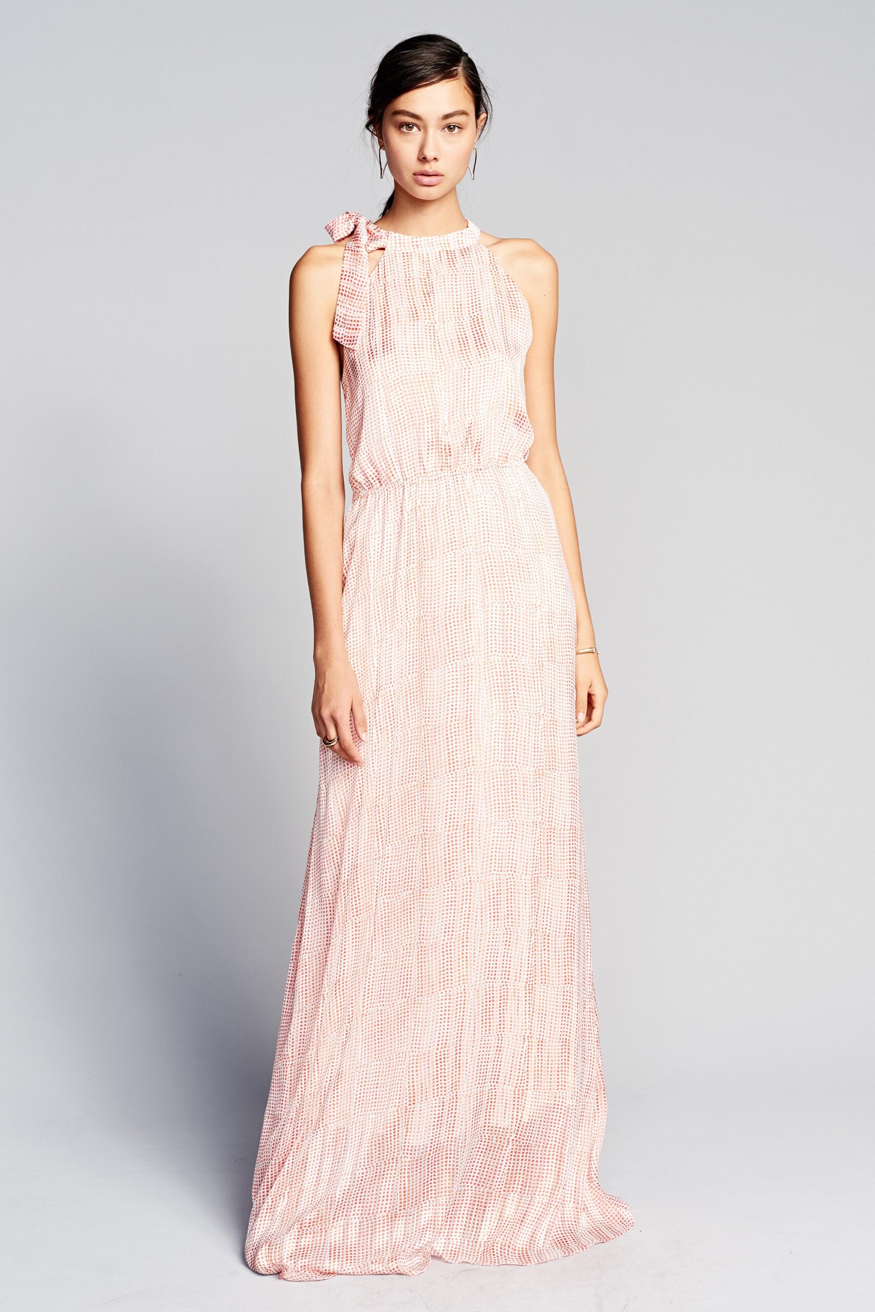 pink silk pleated gown