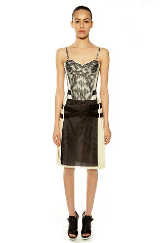 fitted black and white midi dress