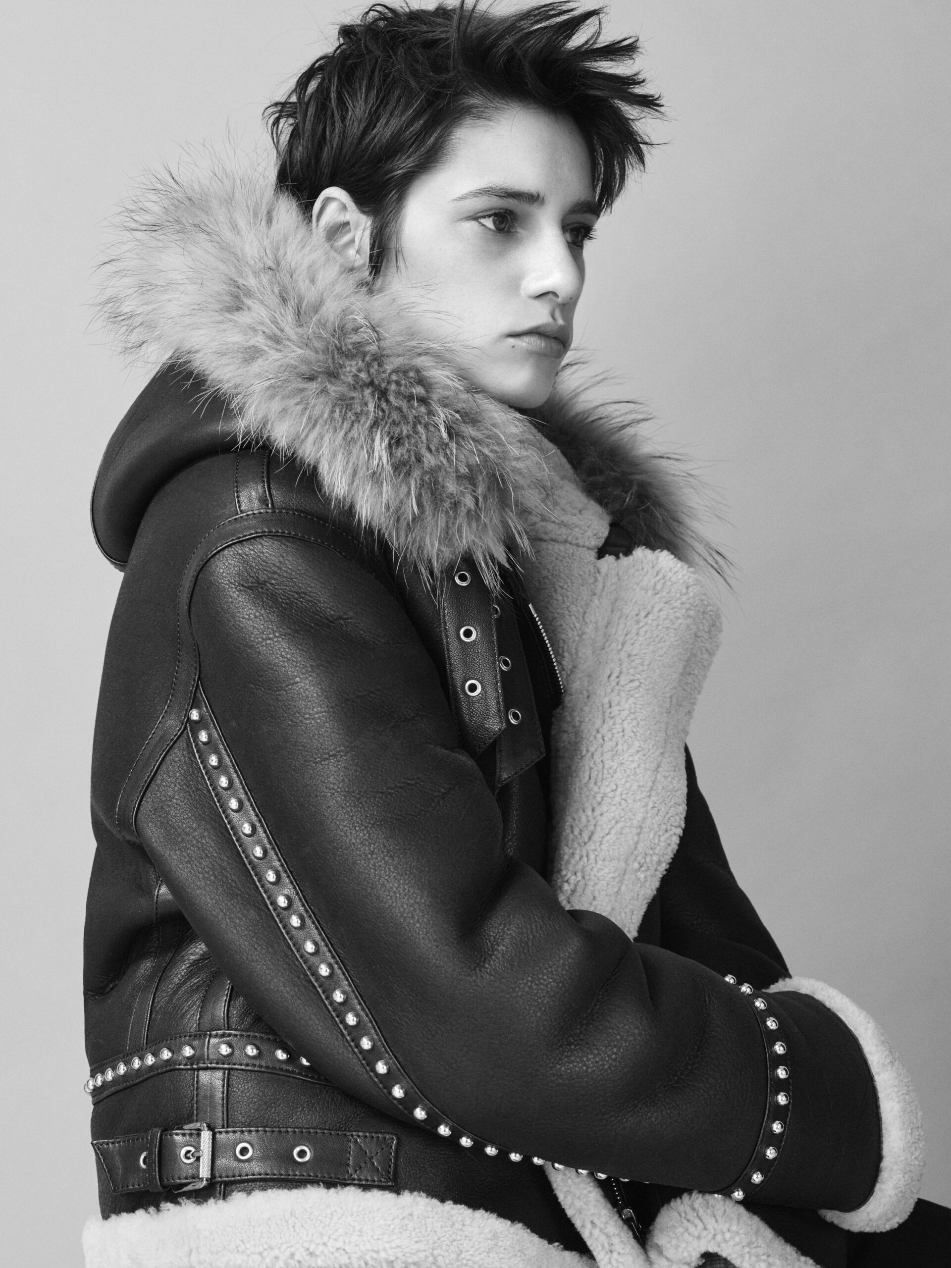 black leather fitted jacket