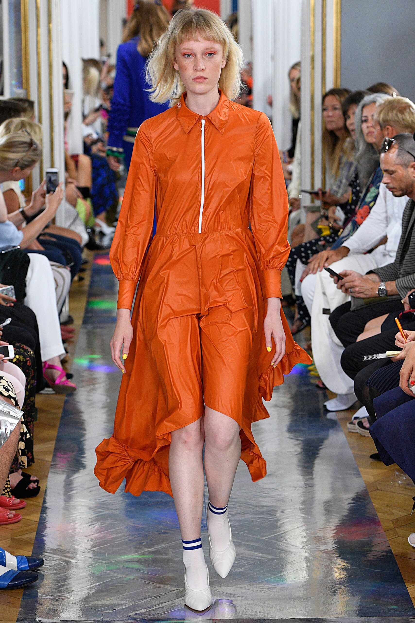 relaxed orange midi dress