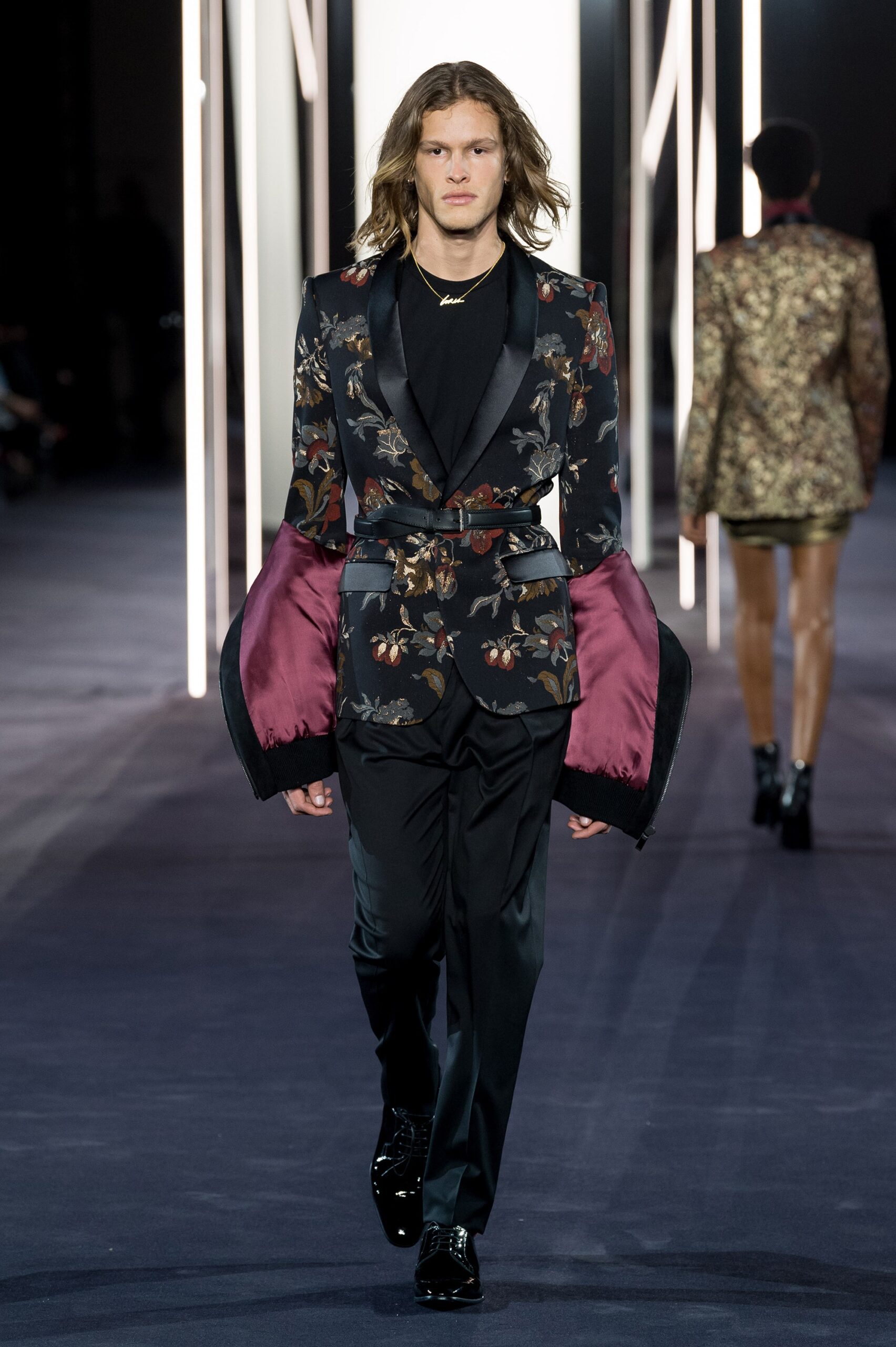 black multi embroidered blazer and pants