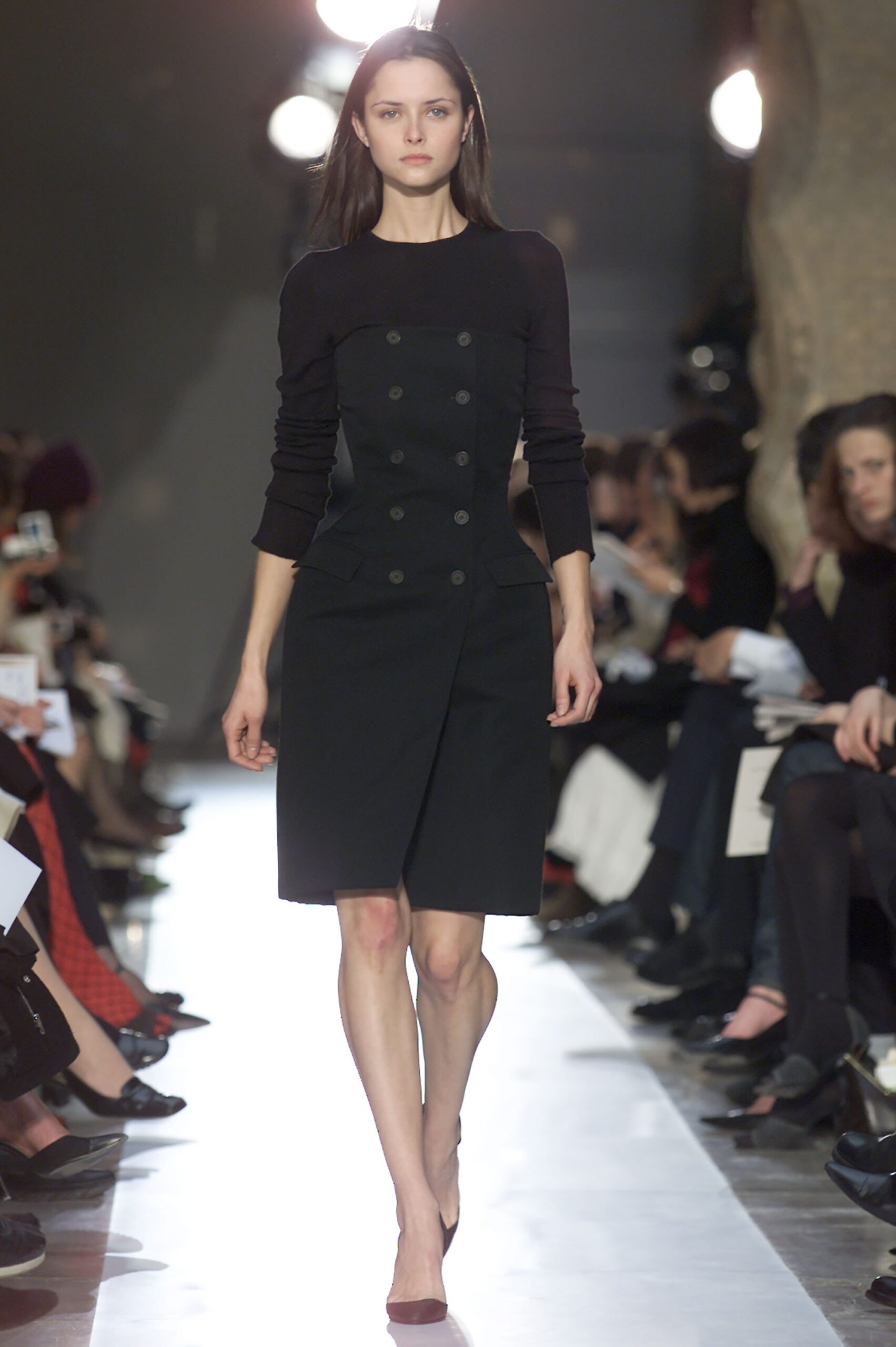 fitted black midi dress