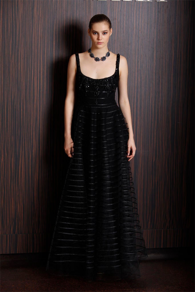 black silk sleeveless gown