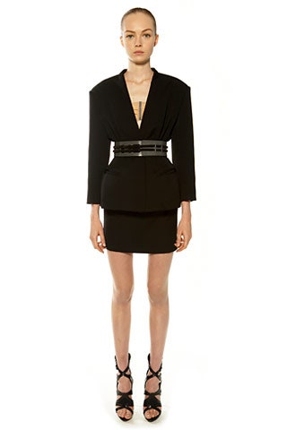 black fitted mini dress with belt