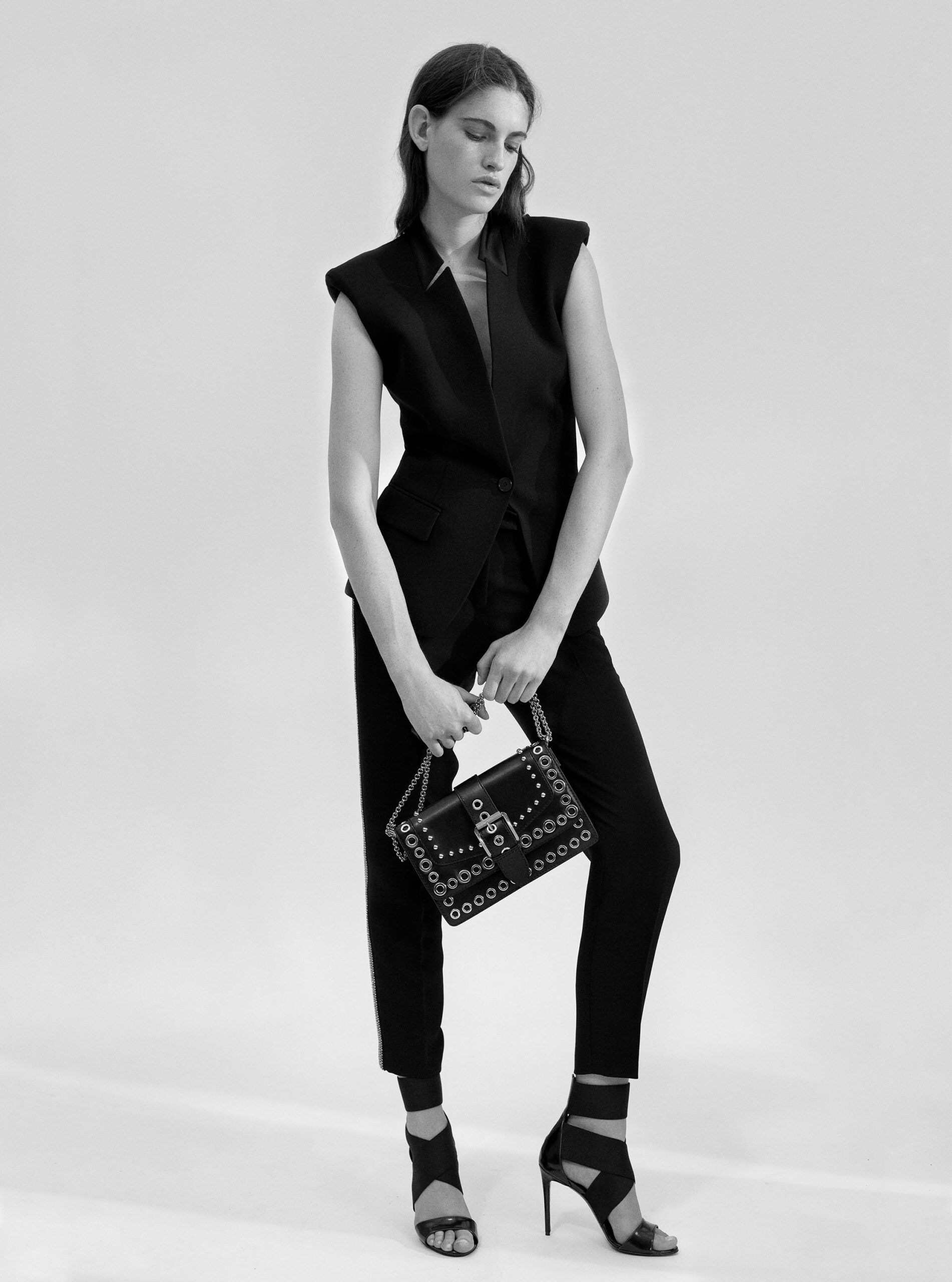 black leather embellished bag