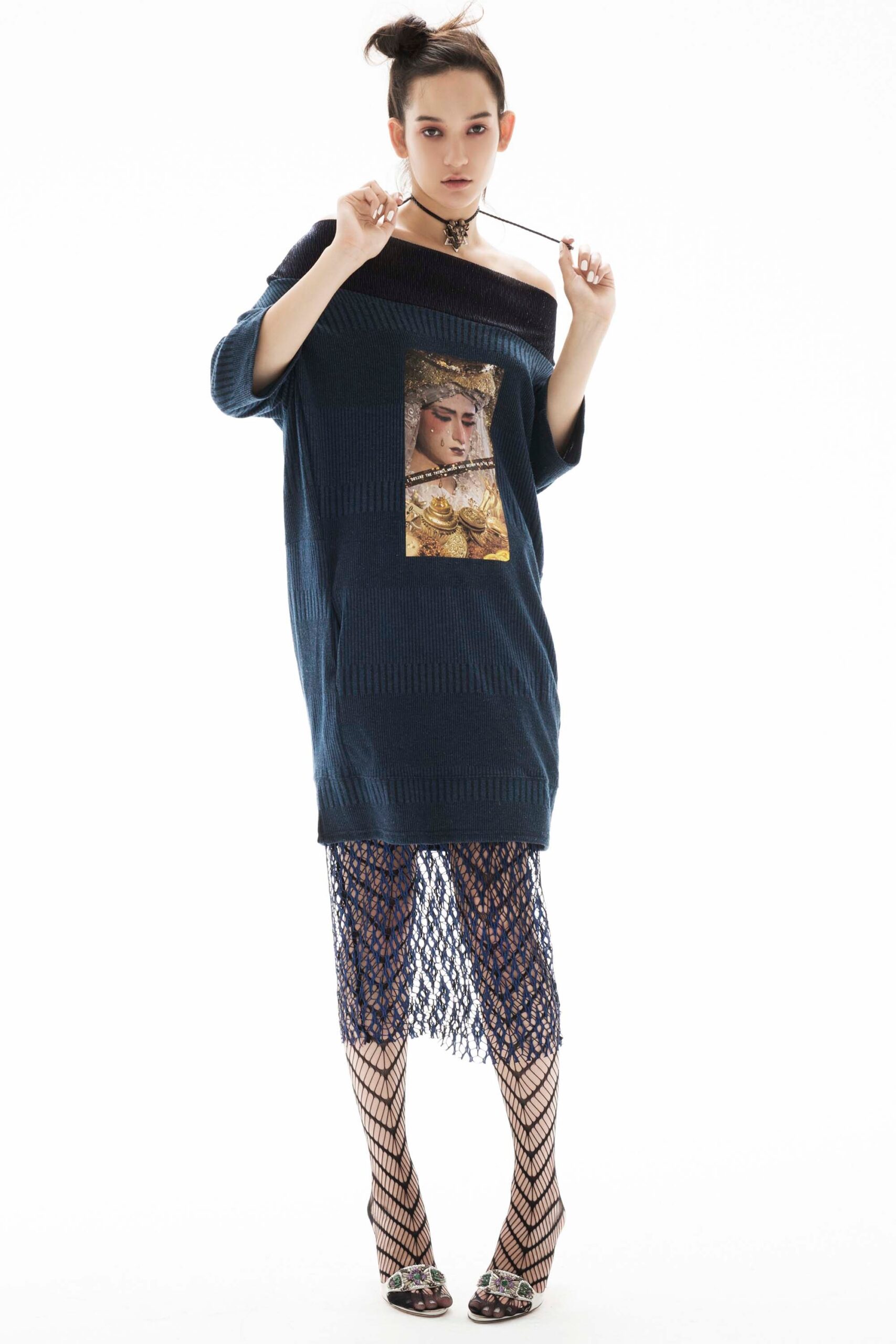 oversized blue printed dress