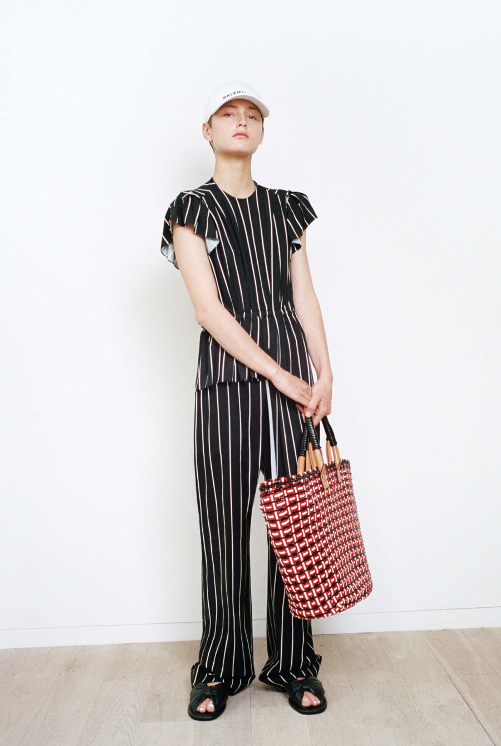 black and white striped top and pants
