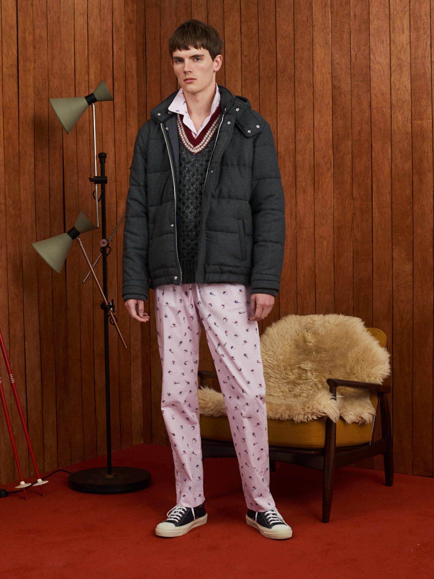 pink cotton relaxed printed pants