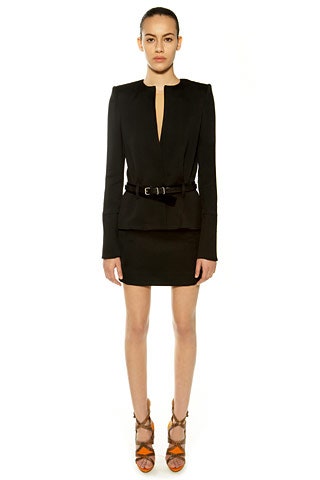 black fitted mini dress with belt