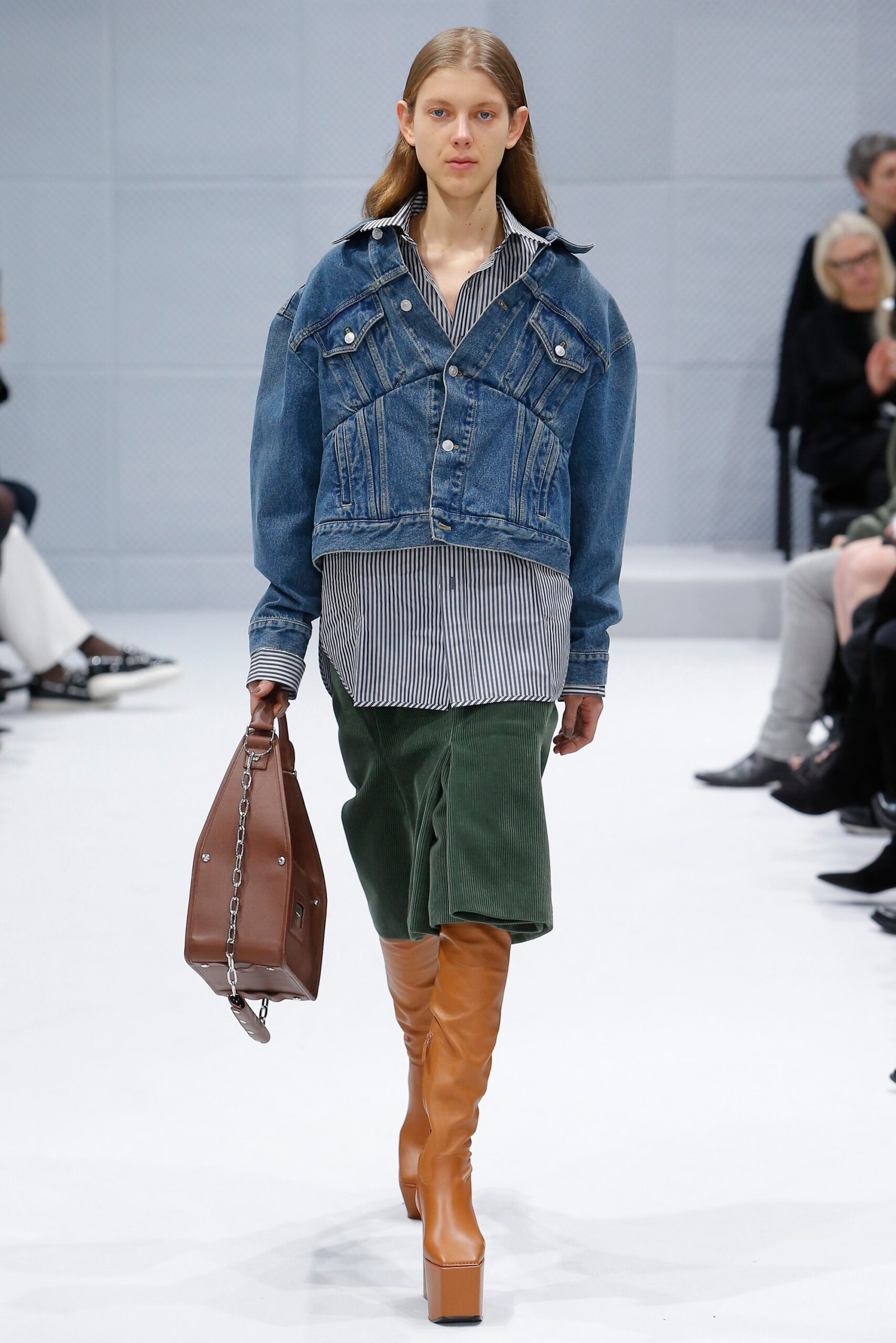 denim jacket with striped shirt