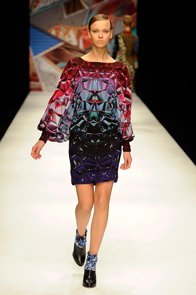 pleated mini dress with long sleeves