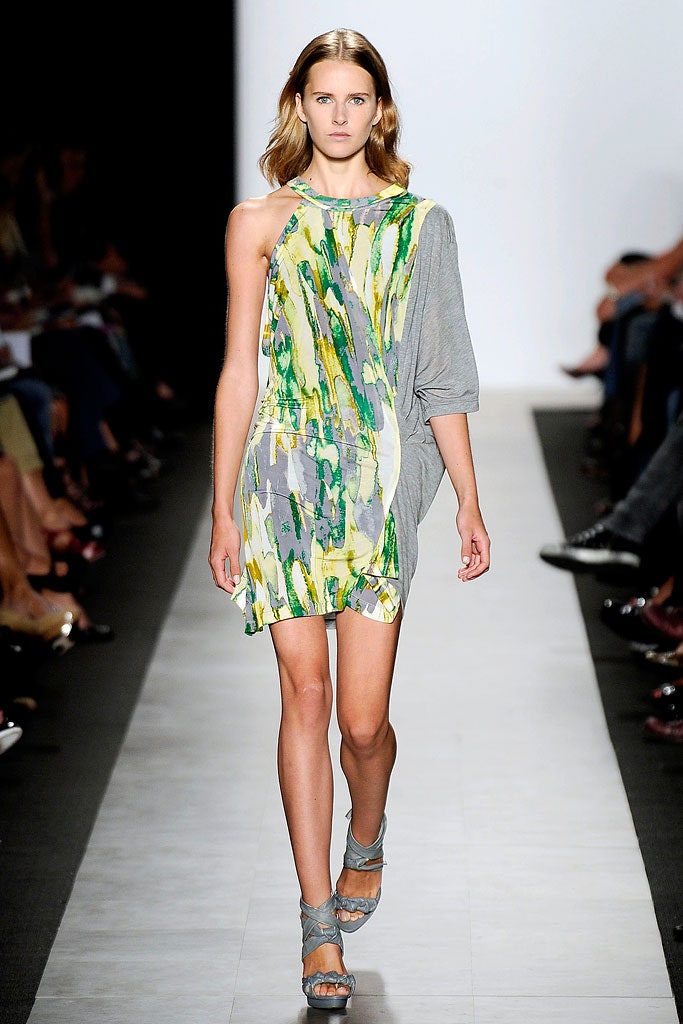 gray green yellow asymmetric dress