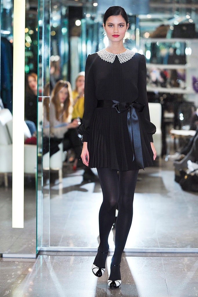 black silk pleated mini dress