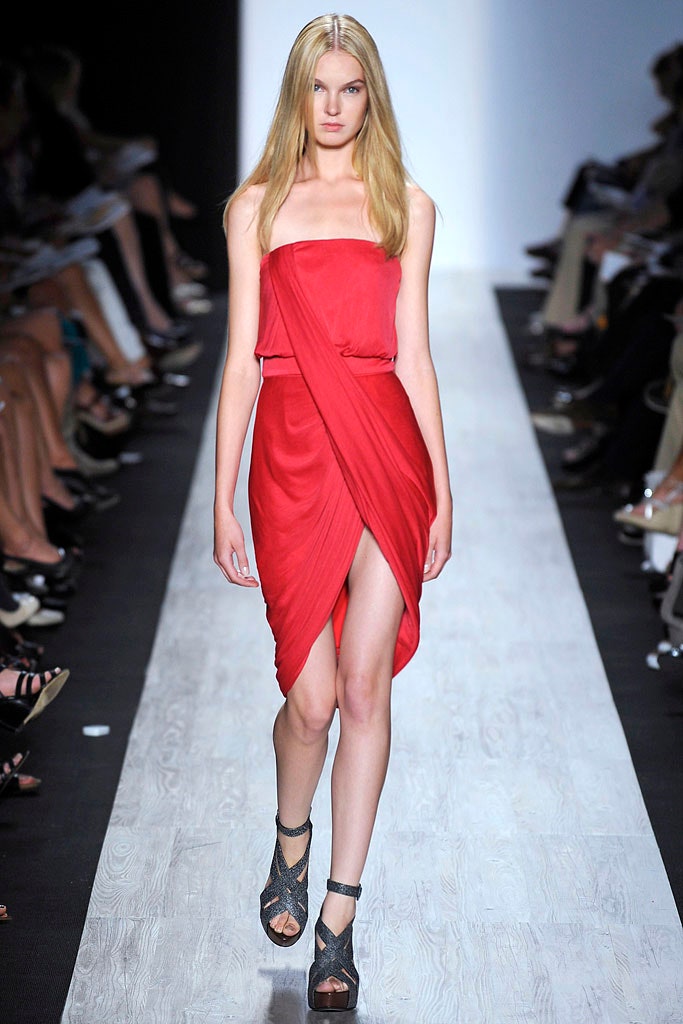 red silk strapless mini dress