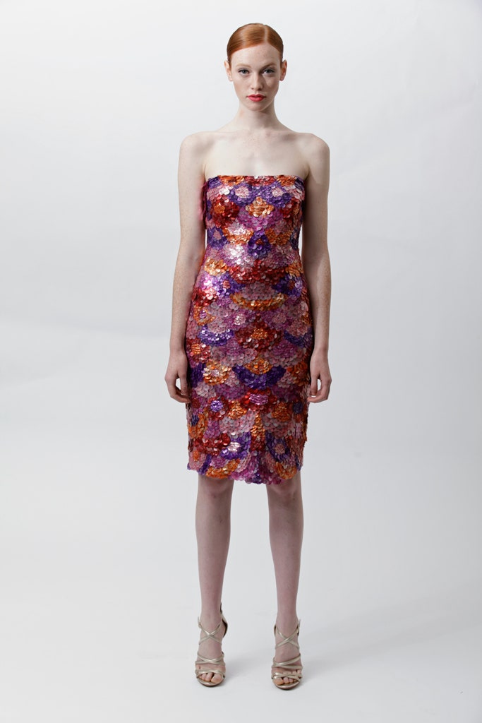 fitted strapless sequin dress