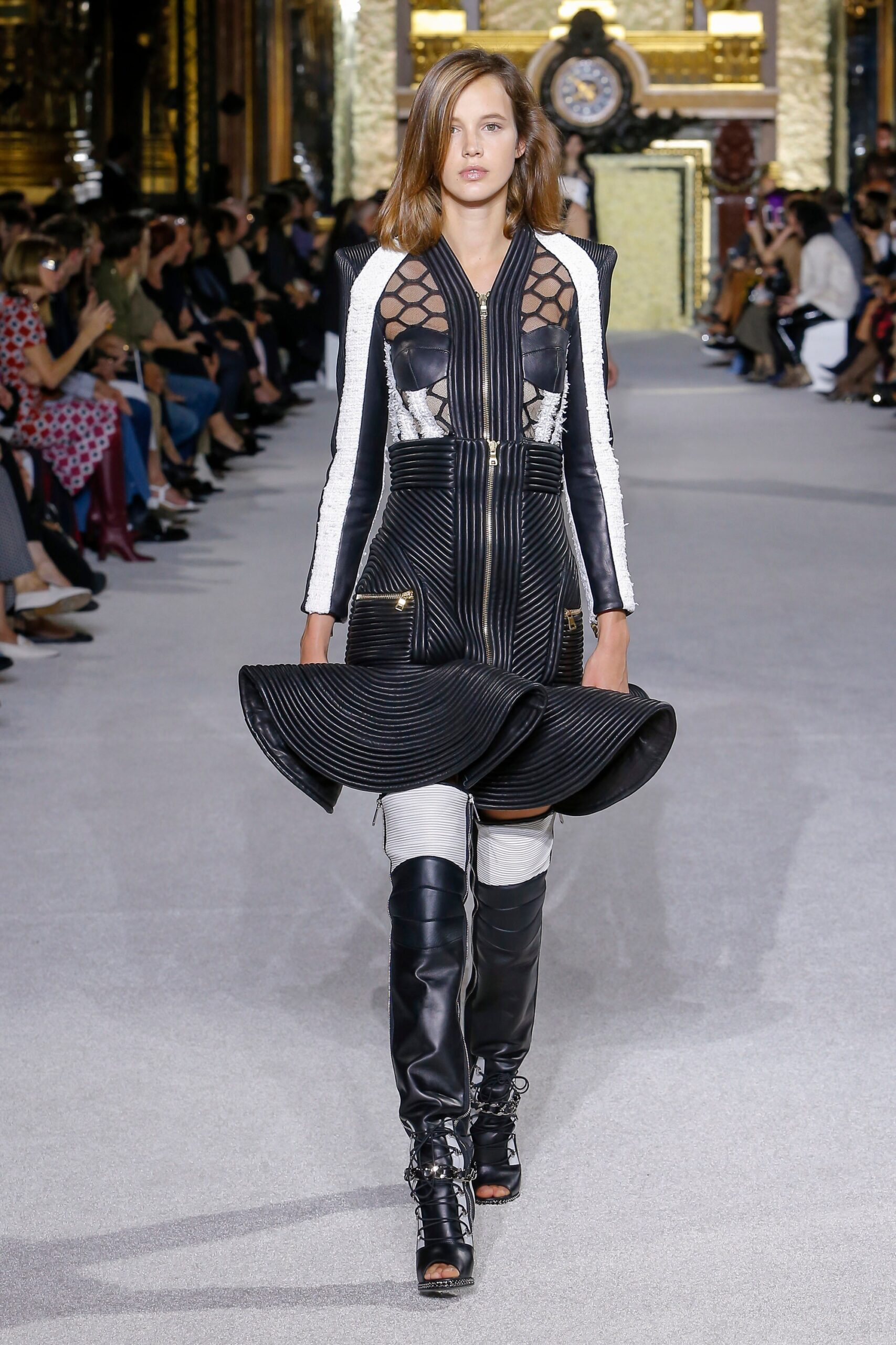 black leather fitted zippered boots