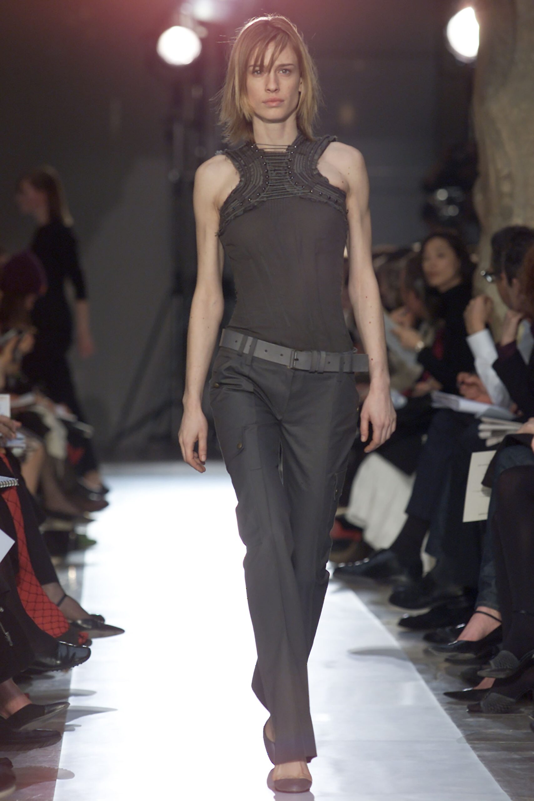 gray cotton slim cargo pants