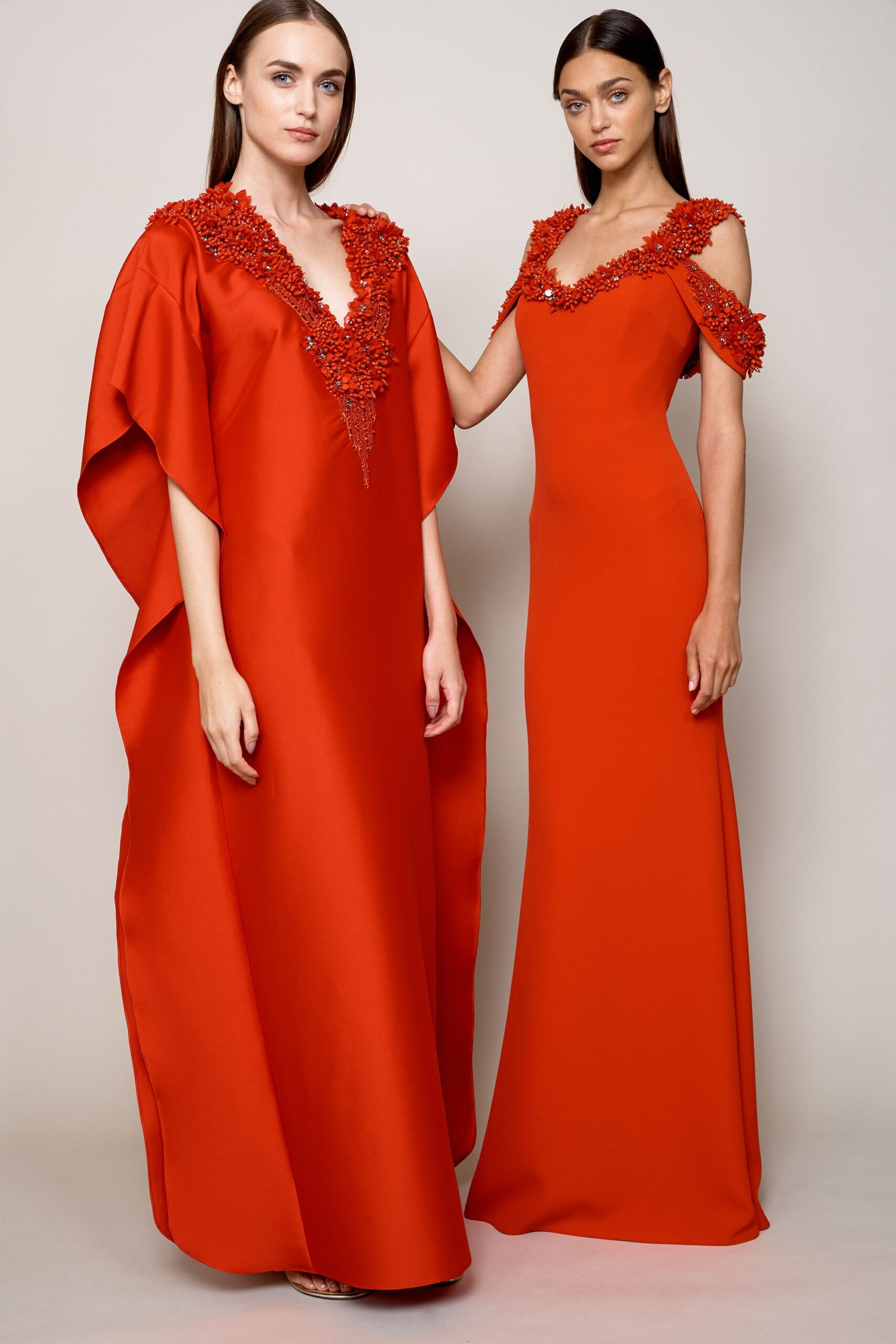 red silk gown and cape