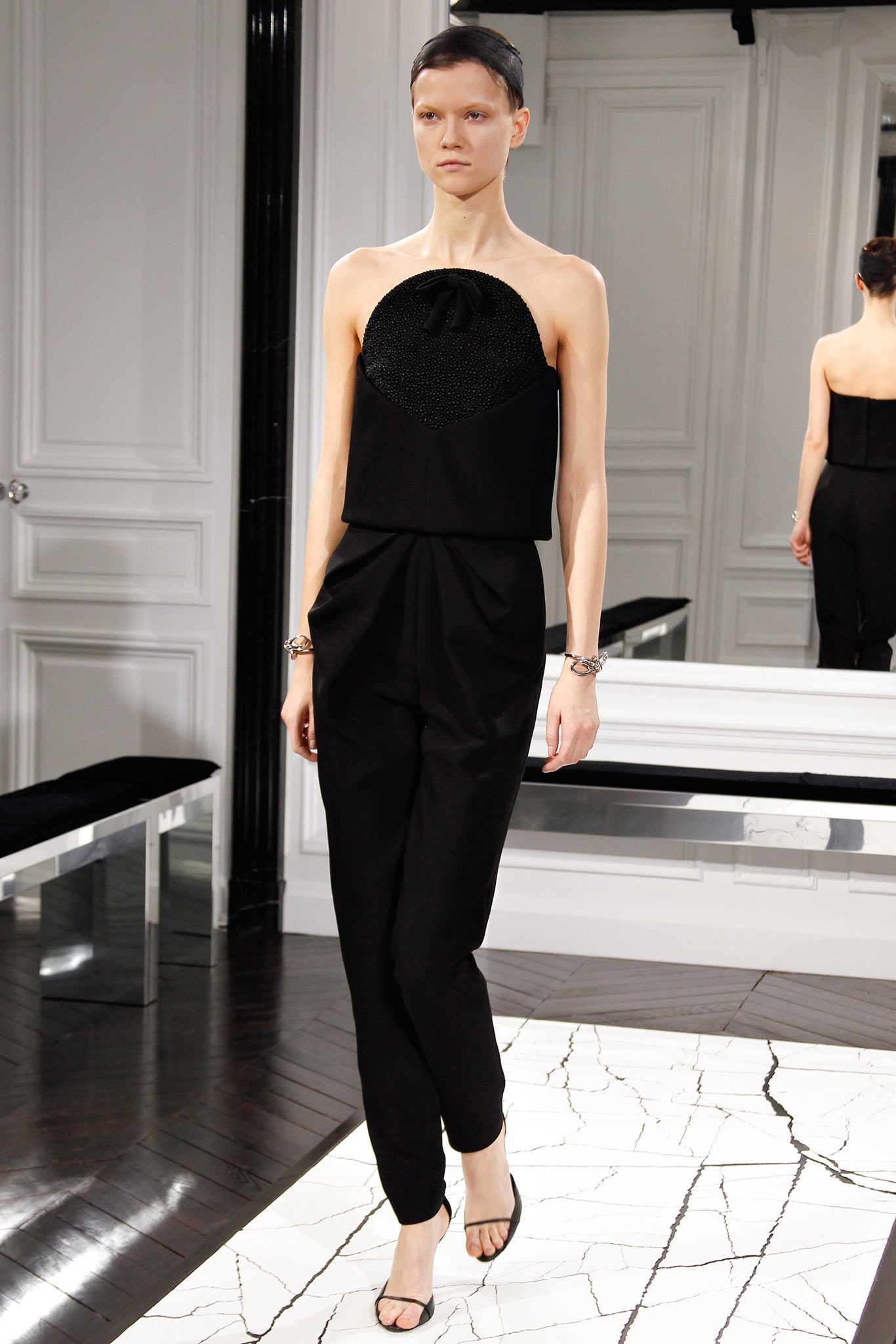 black fitted sleeveless jumpsuit