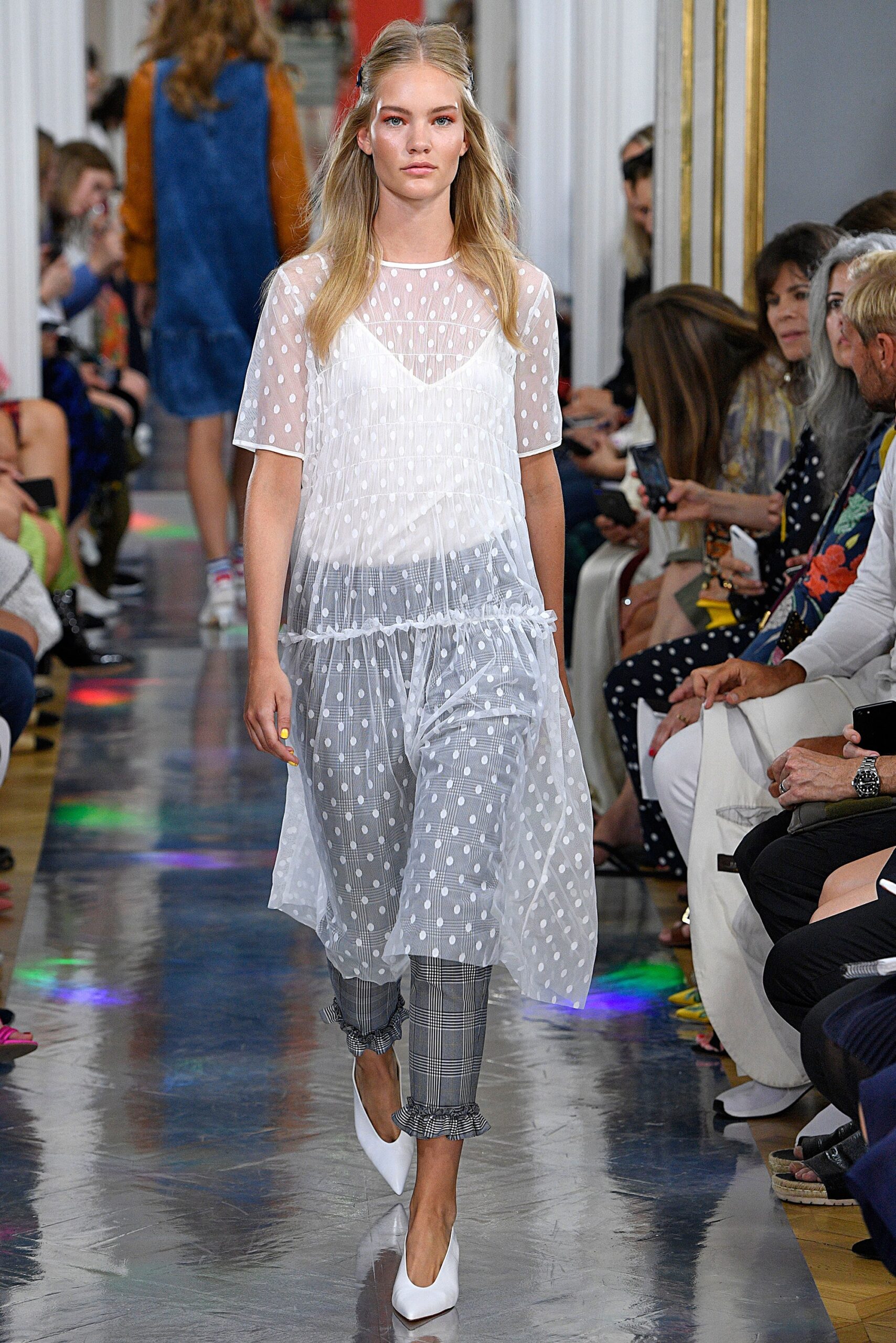 white sheer polka-dot dress