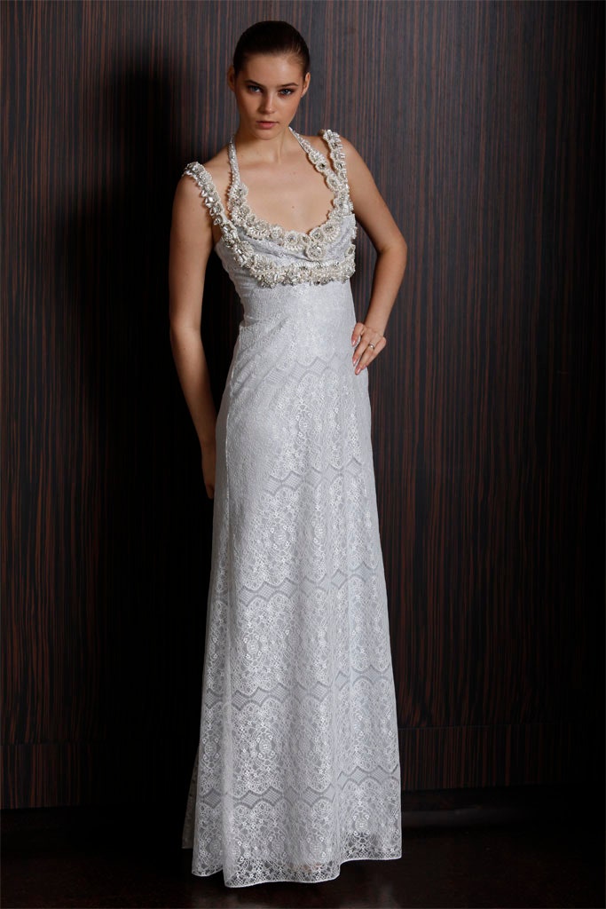 white lace fitted gown
