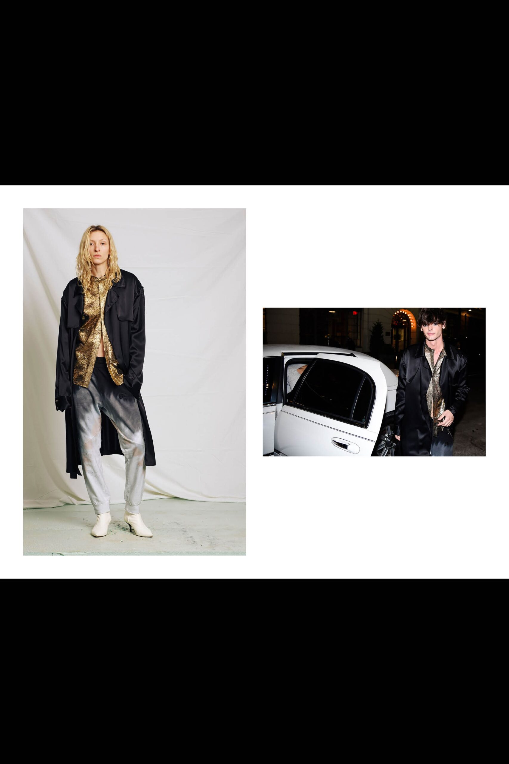 black coat with gold top