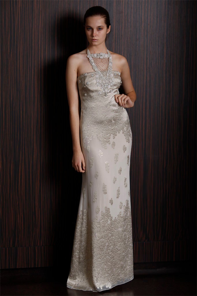 ivory silk strapless gown