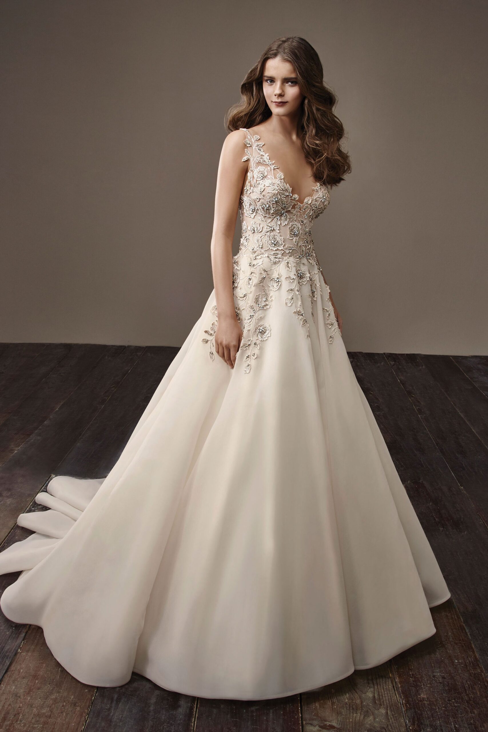 ivory silk sleeveless gown