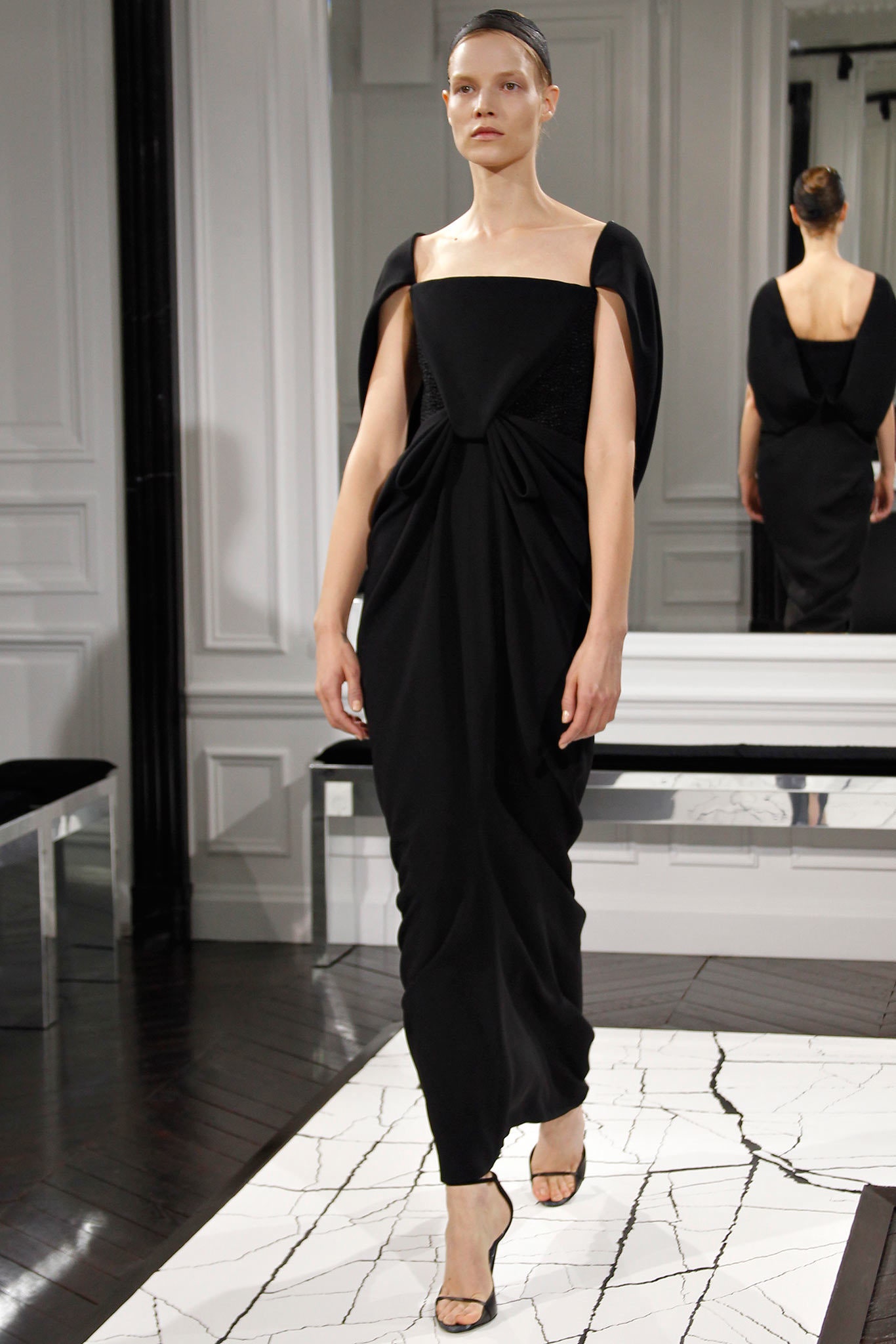 black silk sleeveless dress