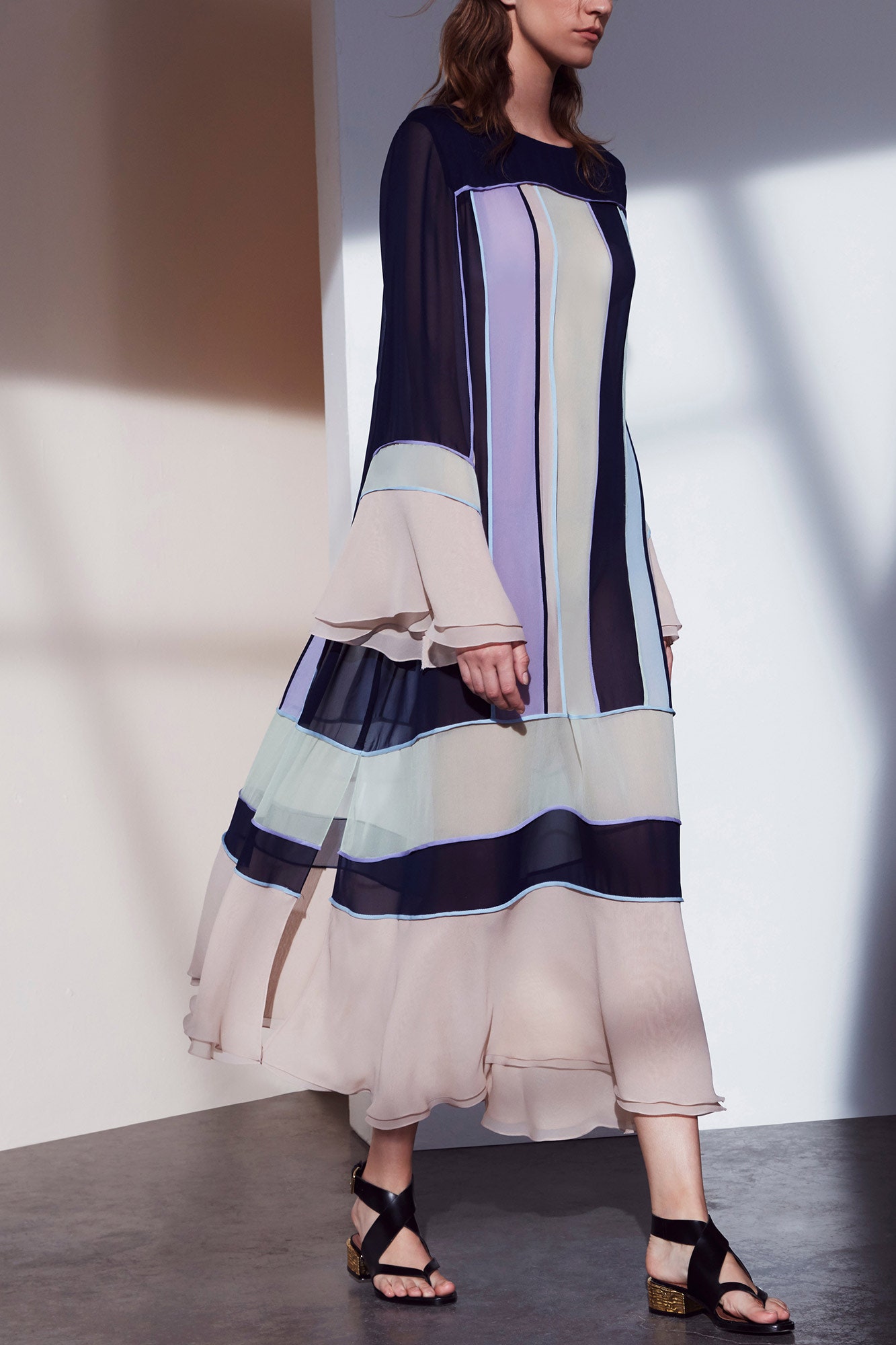 layered striped maxi dress