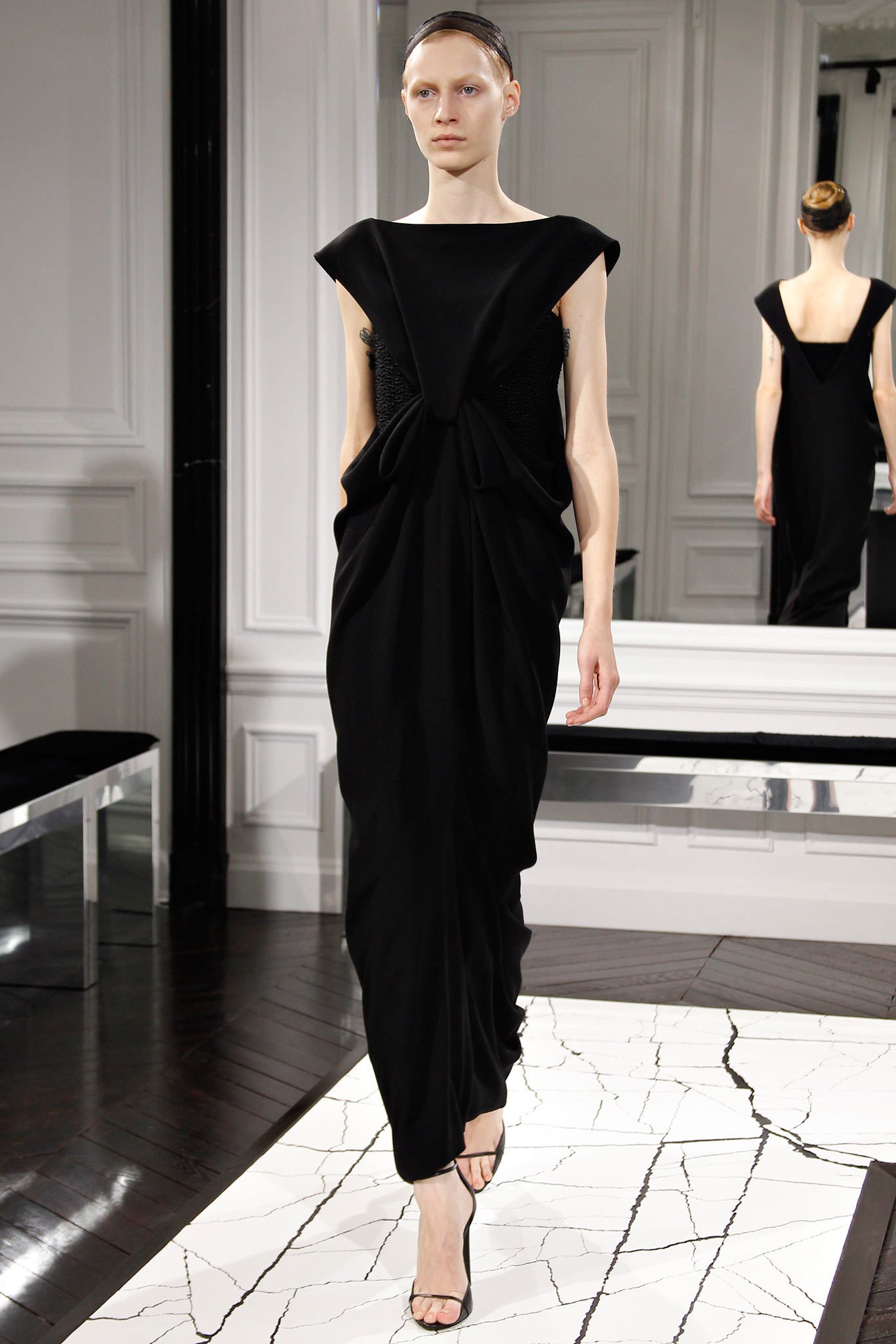 black silk sleeveless dress