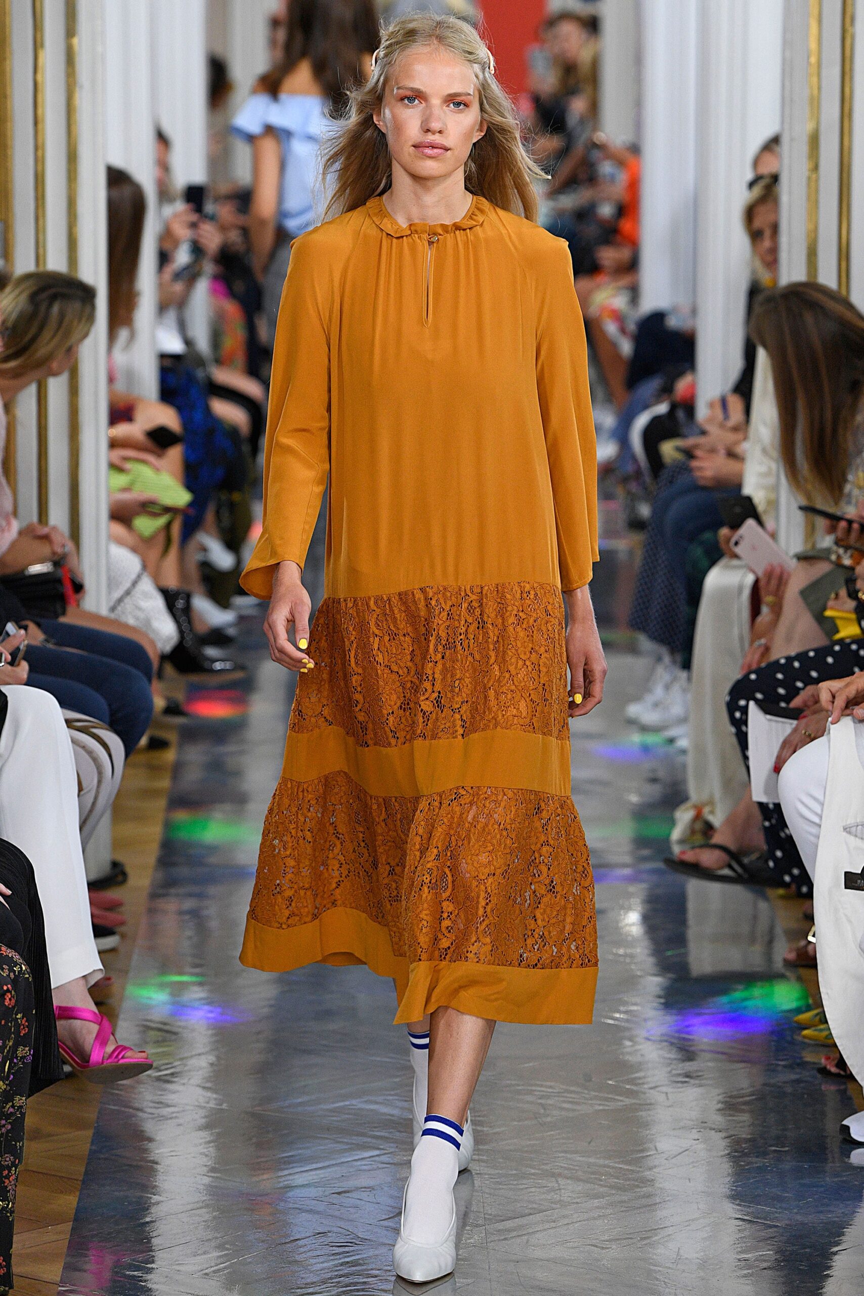 orange and brown tiered dress